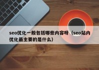 seo优化一般包括哪些内容呀（seo站内优化最主要的是什么）